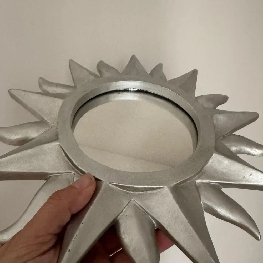 Vintage Y2K 90’s Celestial Sun Mirror Whimsigoth Boho Decor Silver